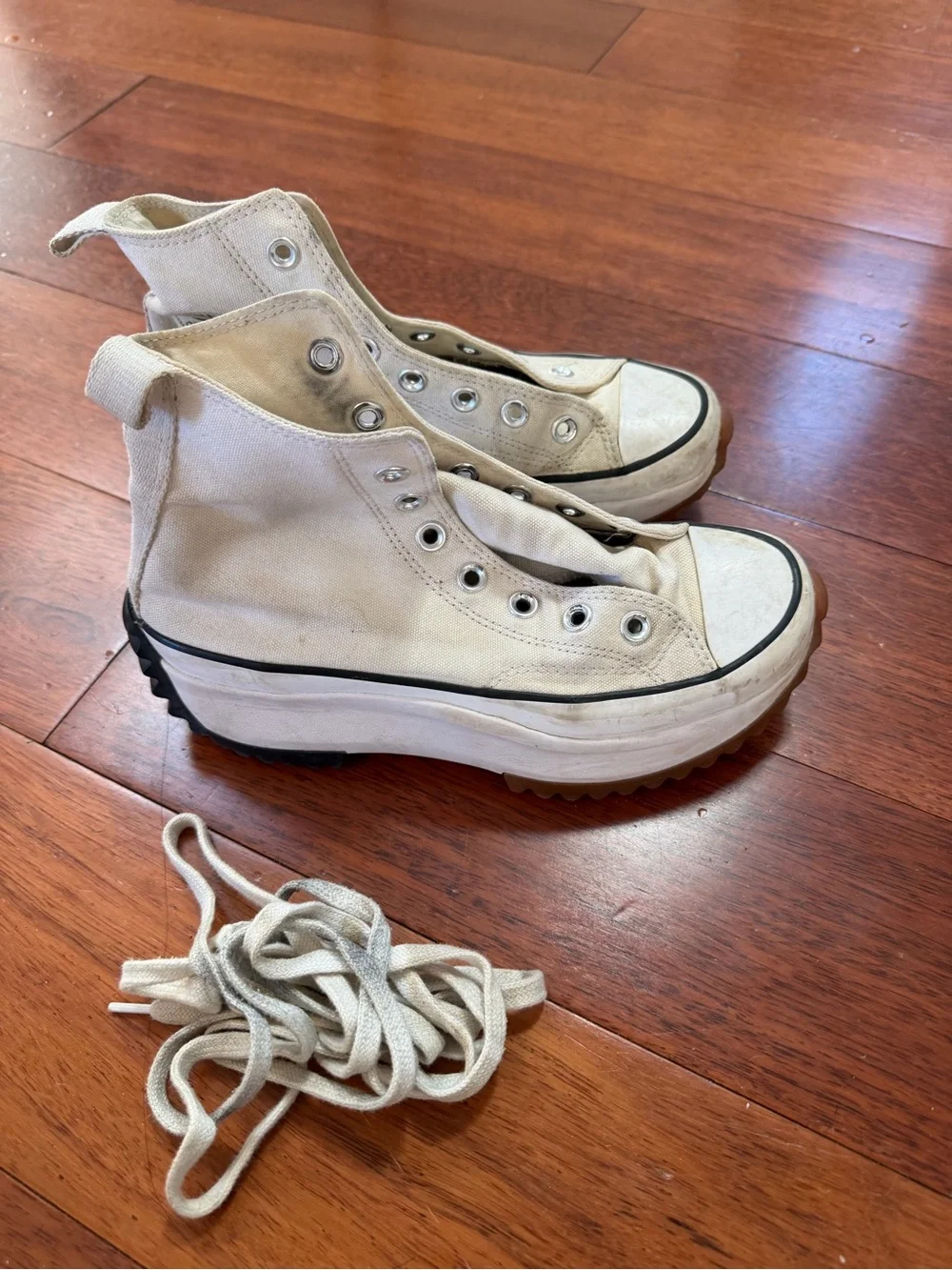 Converse Run Star Hike Canvas High Top - White with Brown & Black Outsole - Picture 4 of 7